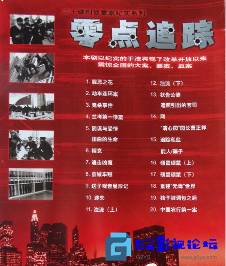 G8怀旧社区分享[国产剧][1990][零点追踪Ⅰ][百度网盘][刑侦重案纪实系列][20集][国语无字[每碟约430M][] 第1张截图