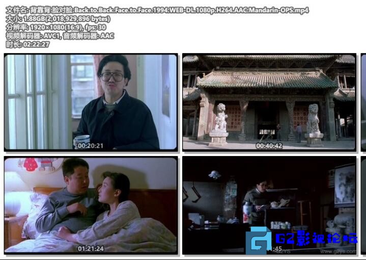 G8怀旧社区分享[背靠背，脸对脸][1994][牛振华 / 雷恪生 / 李强 / 句号 / 王劲松][国语无字][mp4/1.87G/WEB-DL 1080P][无水印] 第1张截图