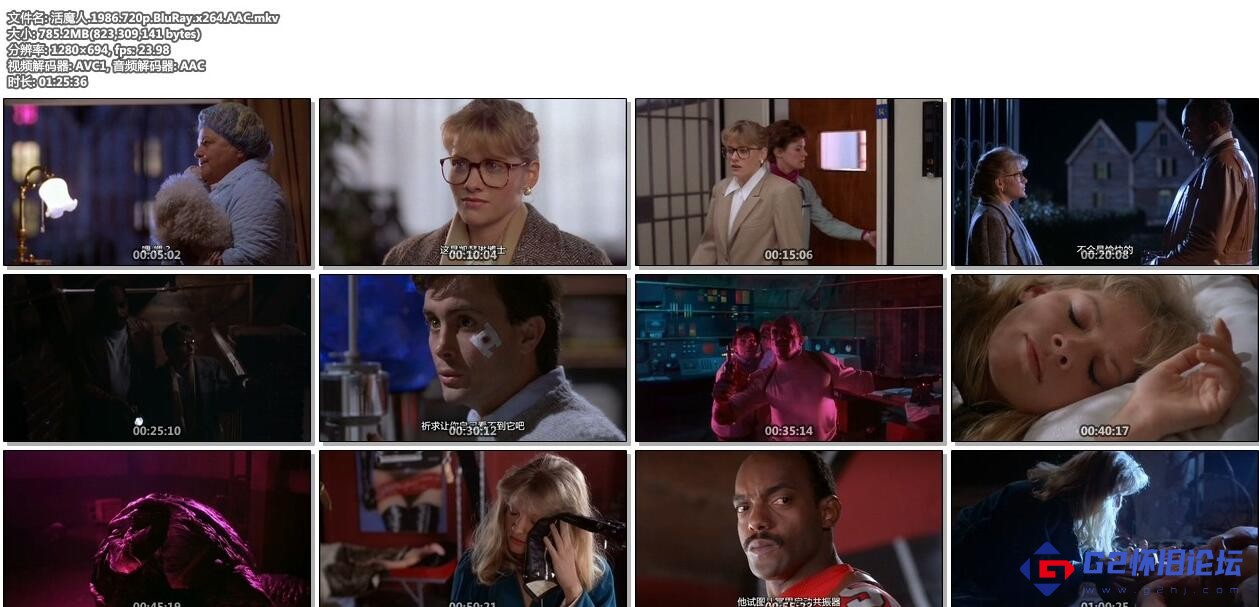 G8怀旧社区分享【活魔人】[1986][BluRay-720p][内挂-中文字幕][带海报介绍字体文件-MKV-785MB][无水印无广告-百度盘] 第1张截图
